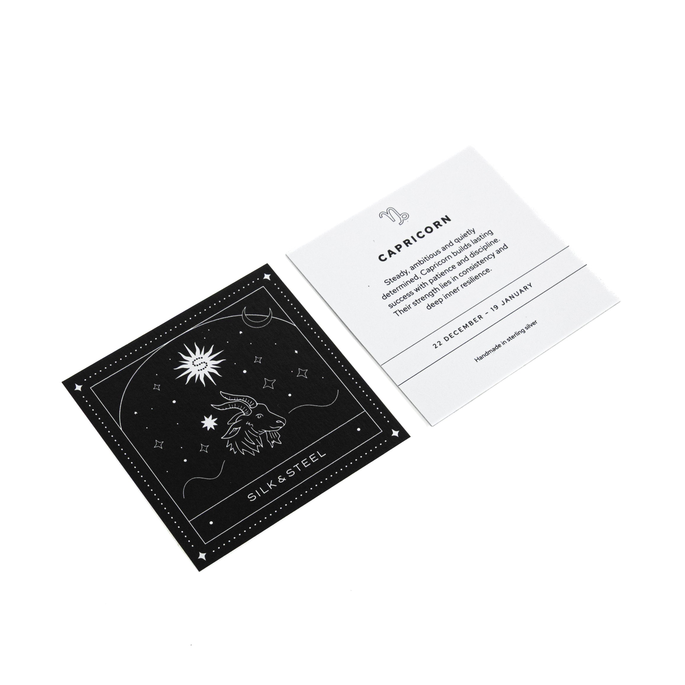 Silk & Steel Jewellery Zodiac Sign Card Capricorn 