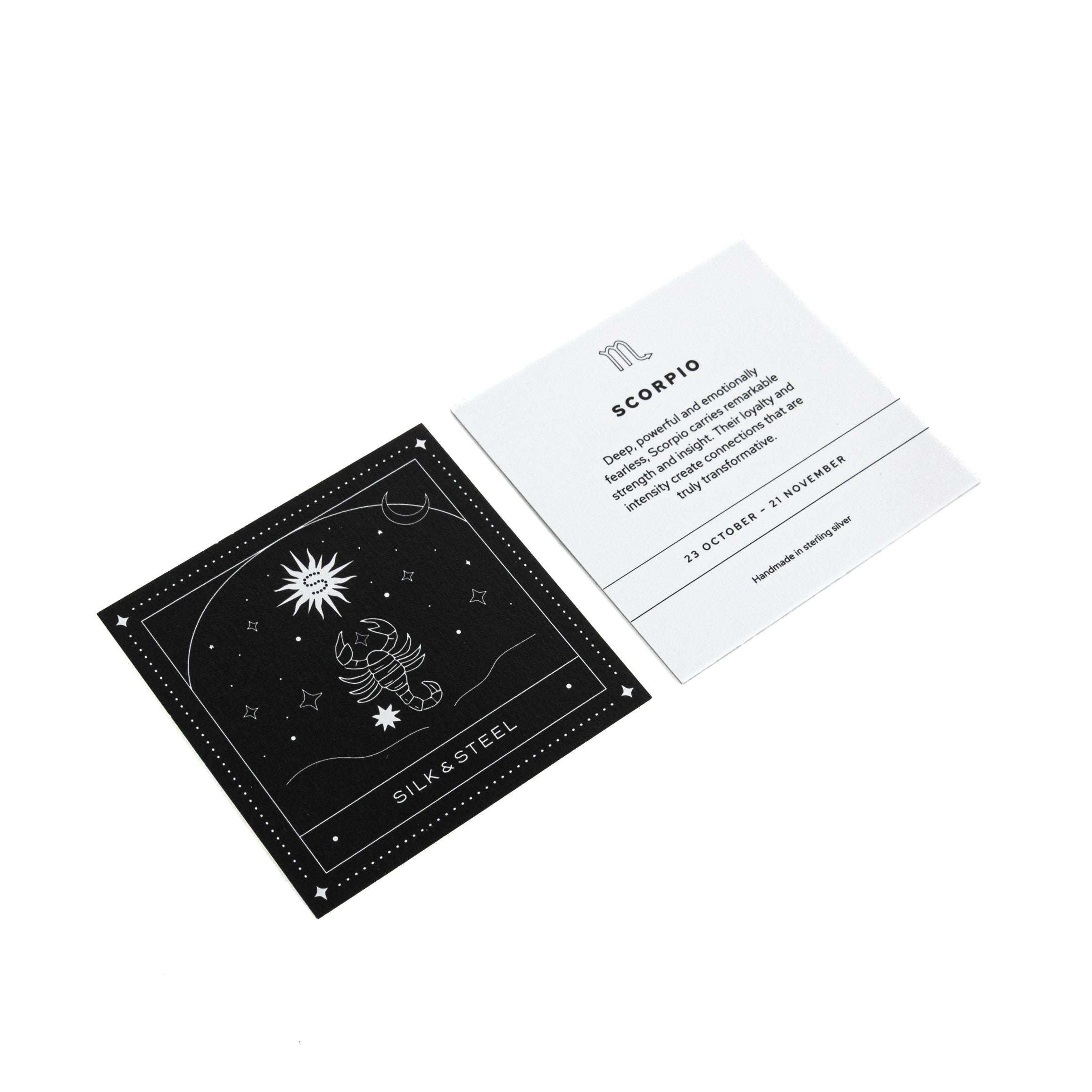 Silk & Steel Jewellery Zodiac Sign Card Scorpio