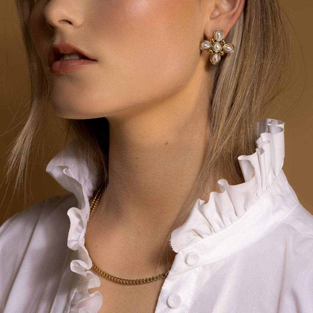 Soleil Necklace Faux Pearl + Silver