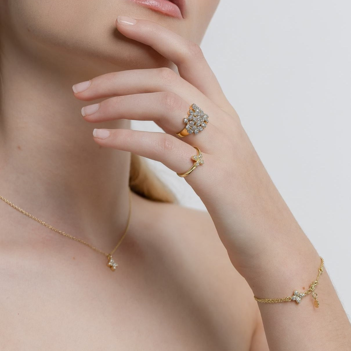 Silk & Steel Flora Bracelet Gold Sterling Silver with Clear Cubic Zirconias
