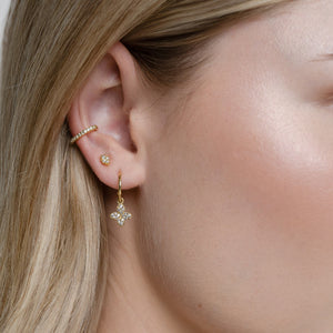 Silk &Steel Petite Petal Studs Sterling Silver with Clear Cubic Zirconias