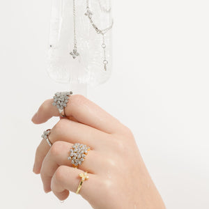 Silk & Steel Eden Ring Gold Sterling Silver with Clear Cubic Zirconias