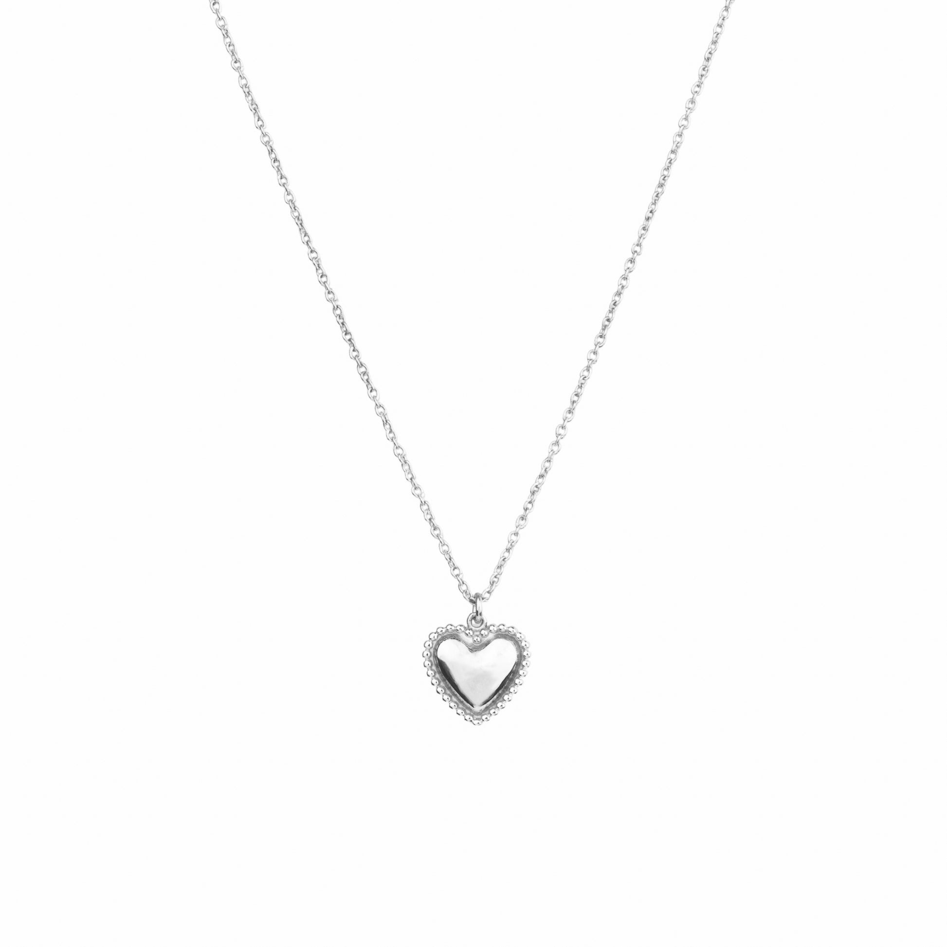 Dotted Heart Necklace Silver
