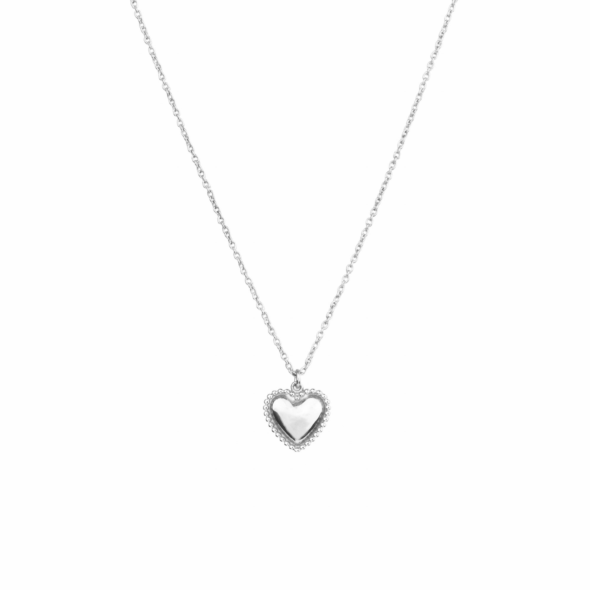 Dotted Heart Necklace Silver