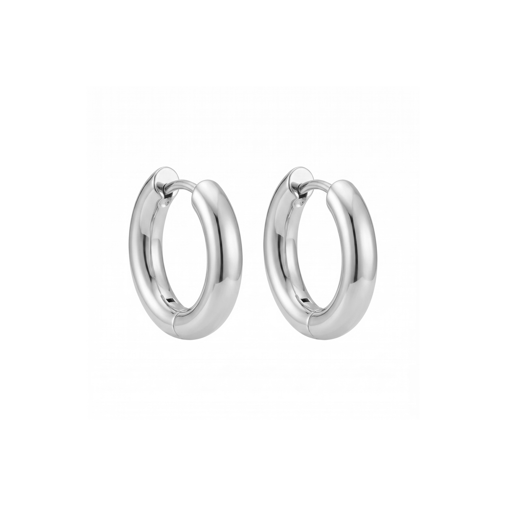 Small Classic Silver Hoop Earrings for everyday wear.
