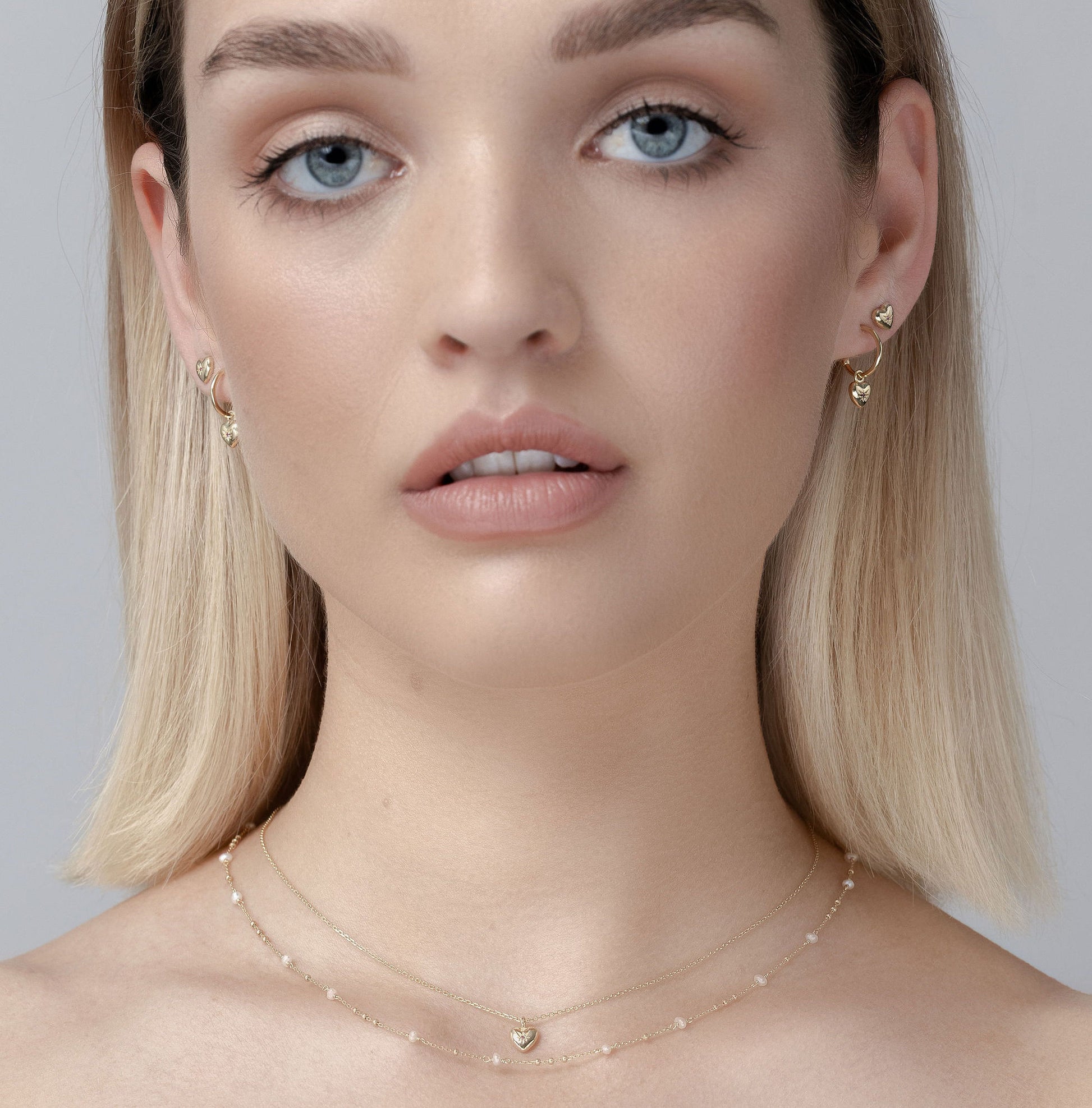 Superfine Petite Heart Hoop Earring in 14k Gold-plated sterling silver with Ruby