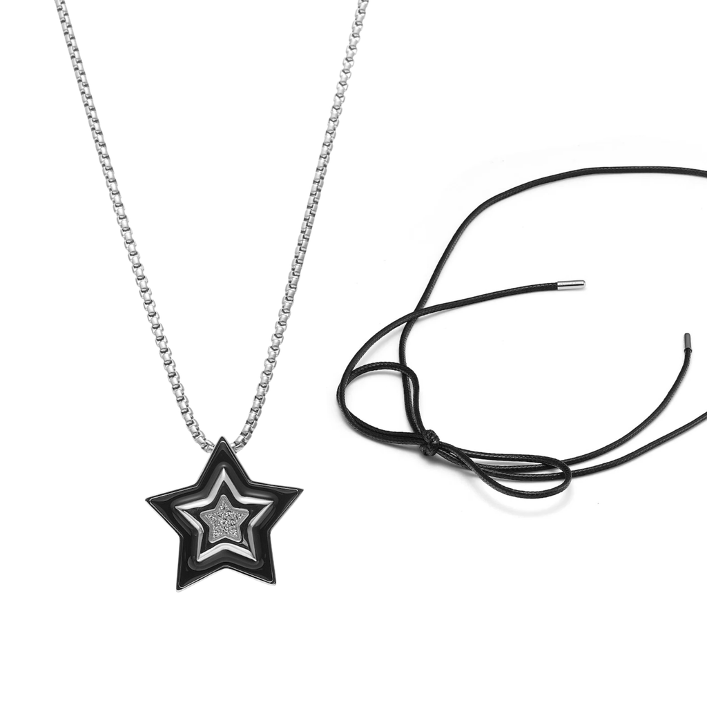 Supernova Necklace + Linea Lariat Set Silver