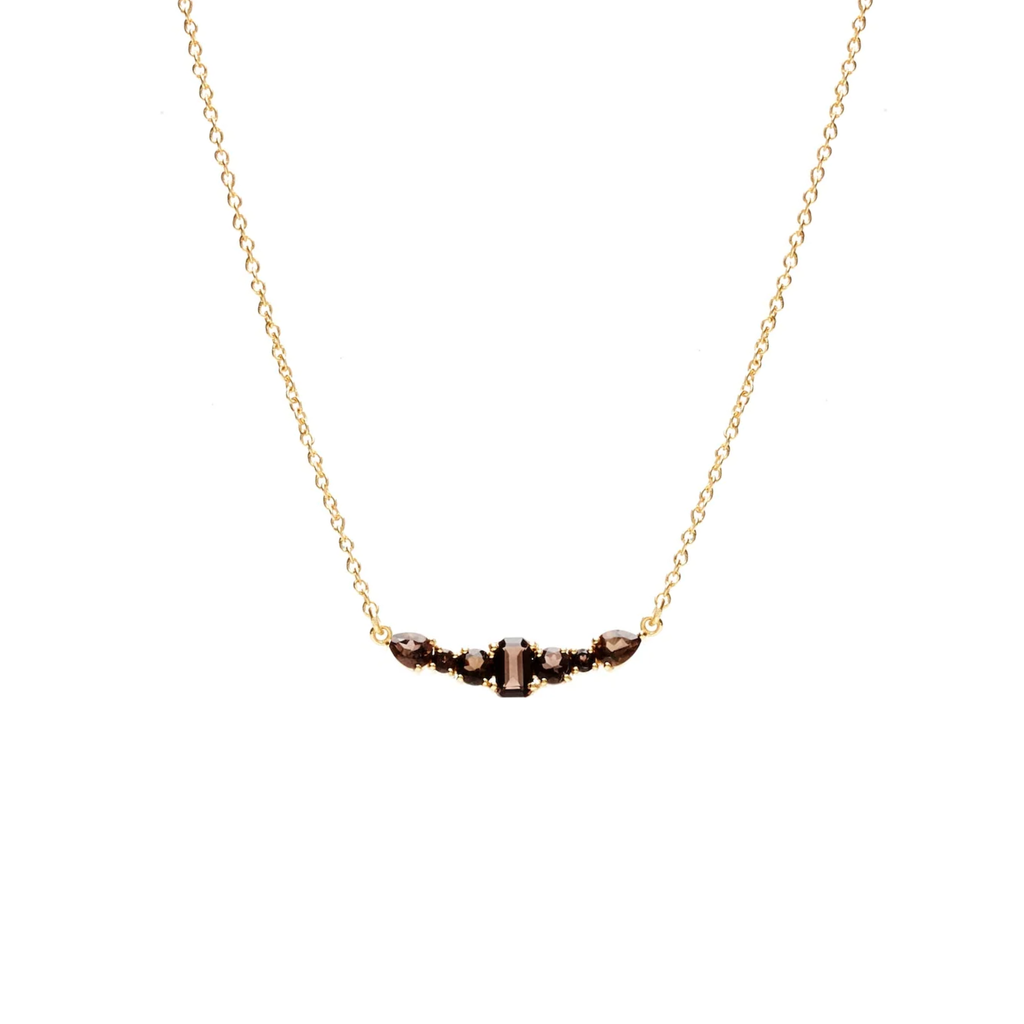 Silk & Steel Jewellery Theia Necklace Smokey Quartz + Gold