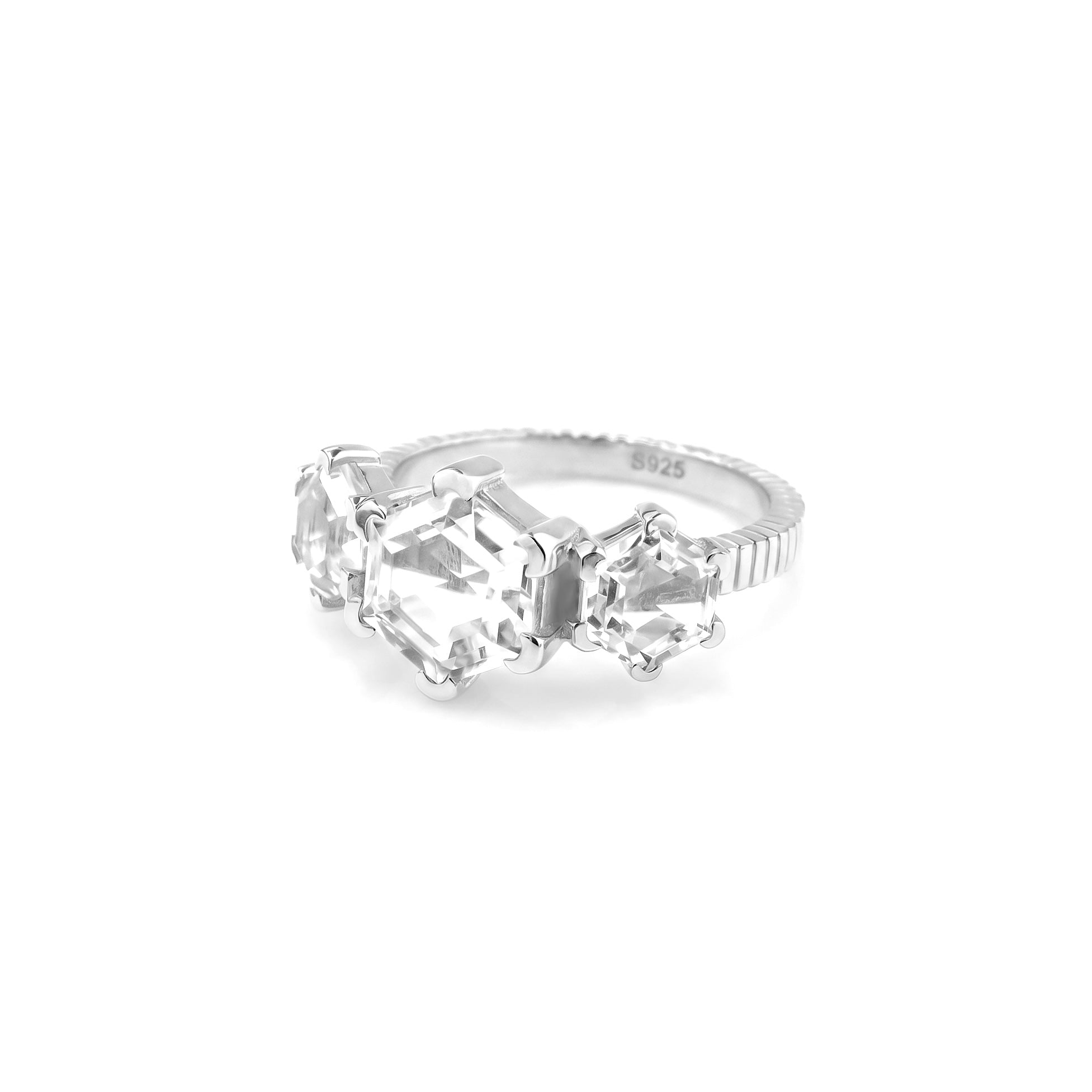 Trinity Ring Crystal Quartz + Silver