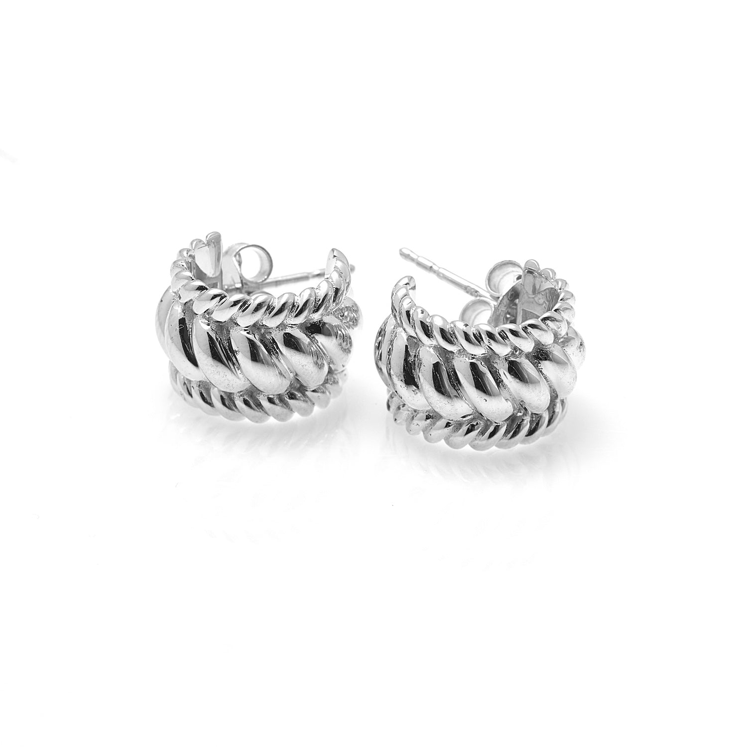 Vintage-Inspire Rope Hoop Earrings Sample Silver