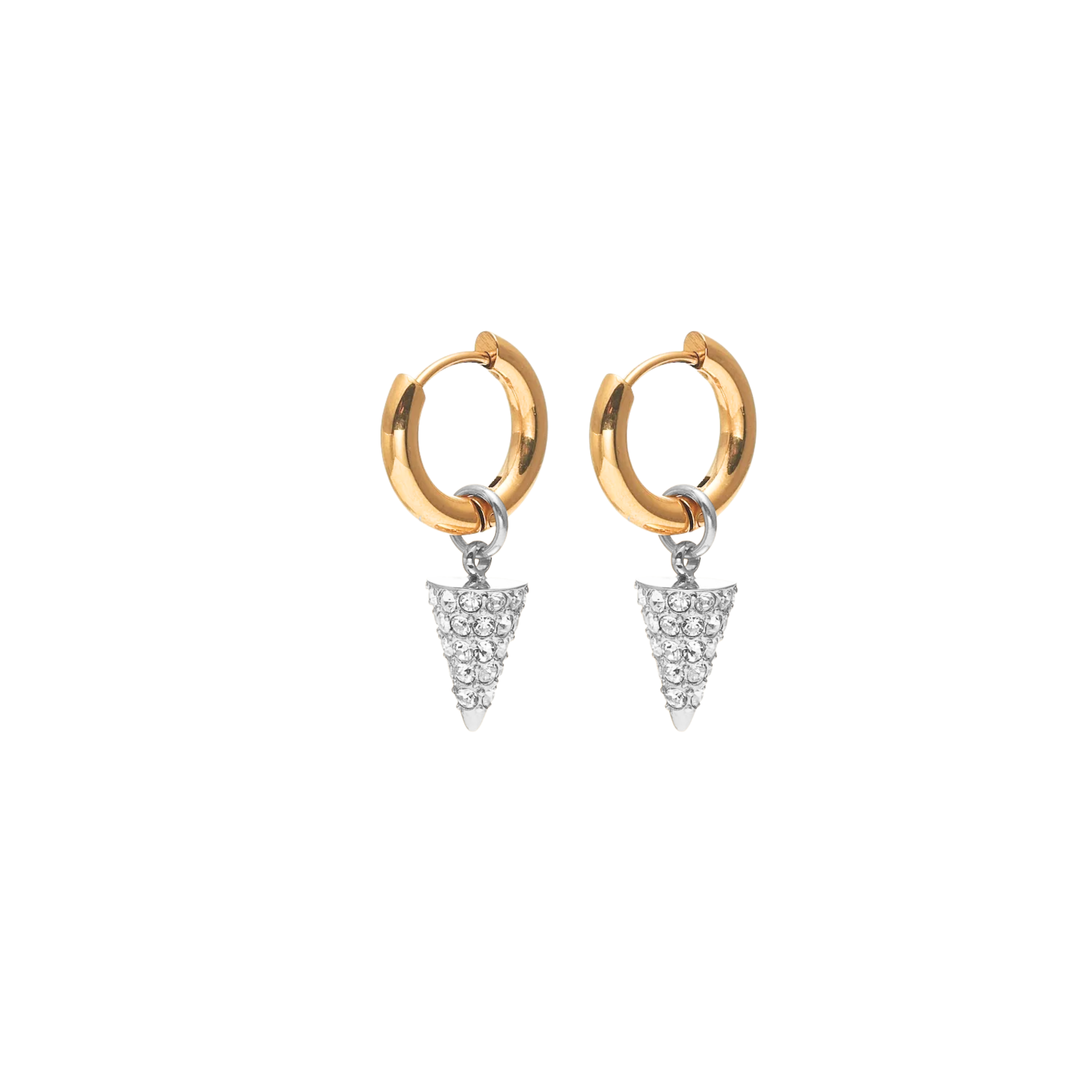 Two Tone Spike Hoops | Cubic Zirconia Pendant | Silk & Steel