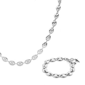 Silk & Steel Mariner Necklace in silver stainless steel Jewellery Set 