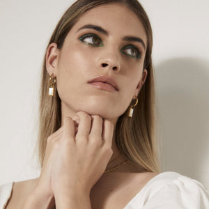Silk & Steel Soho Hoops Mother of Pearl + Gold