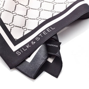Silk & Steel Signature Silk Scarf in Black and White