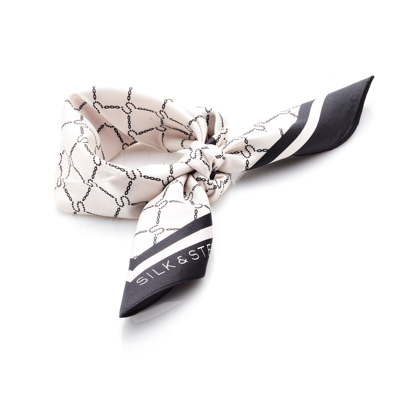 Silk & Steel Signature Silk Scarf in Black and White
