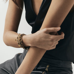 Silk & Steel Super Cross Bracelet Gold Tigers Eye
