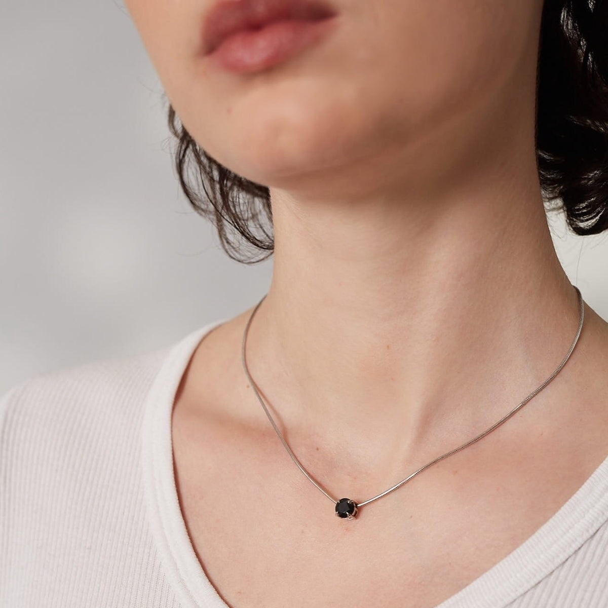 Silk & Steel Nostalgia Necklace Black Spinel + Silver