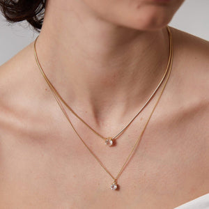Silk & Steel Sentiments Necklace Rose Quartz + Gold