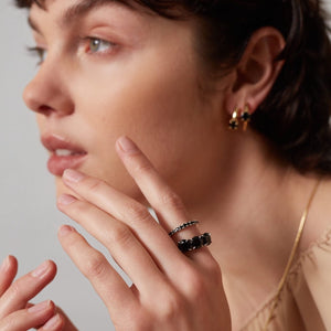 Silk & Steel Eternity Ring Black Spinel + Silver