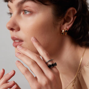 Silk & Steel Eternity Ring Black Spinel + Gold