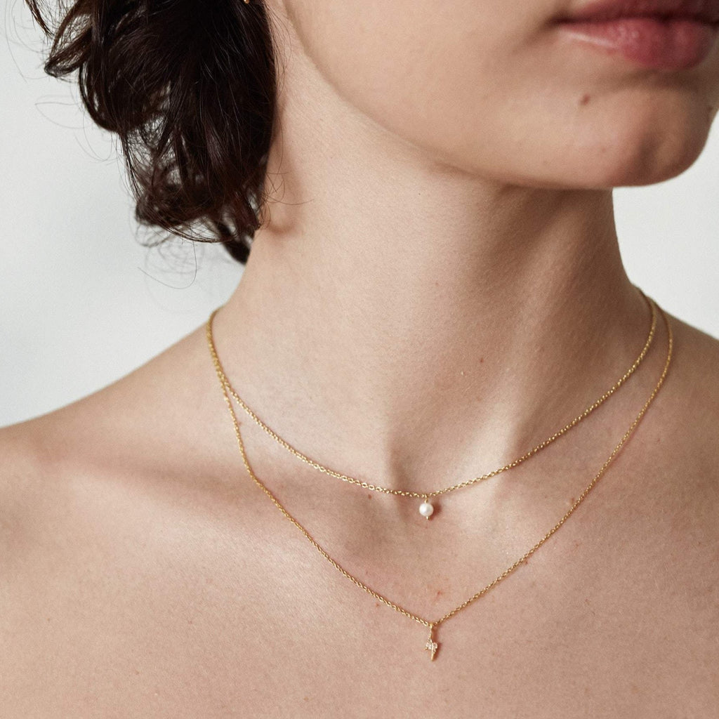 Silk & Steel Superfine Lightning Bolt necklace silver white topaz