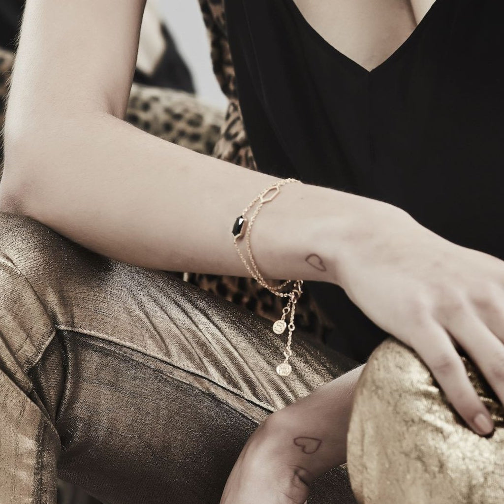 Silk&Steel Jewellery Haveli Bracelet in Black Spinel and Gold from Haveli Collection