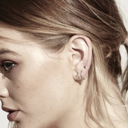 Silk & Steel Keepsake Connected Black Spinel Silver Chain Earrings 