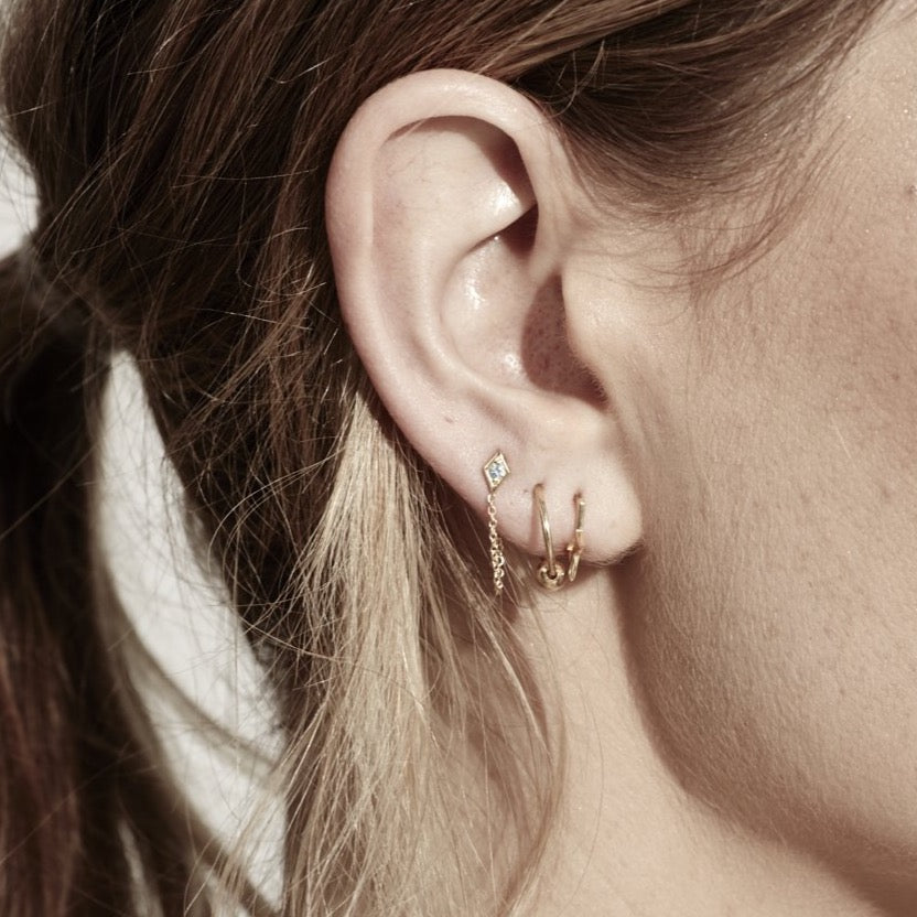 Silk & Steel Keepsake Connected Black Spinel Silver Chain Earrings 