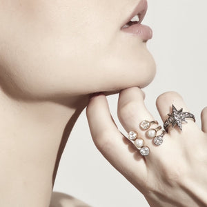 Silk & Steel Jewellery Double Take Ring White Topaz Silver