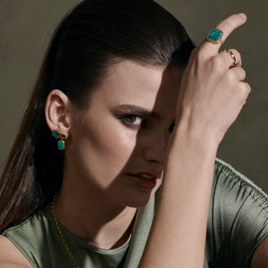 Silk & Steel Jewellery Athena Ring Green Malachite + Silver
