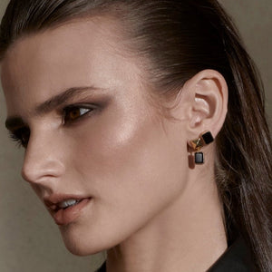 Silk & Steel Jewellery Athena Stud Earrings Black Onyx + Gold