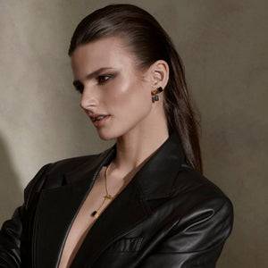 Silk & Steel Jewellery Athena Necklace Black Onyx + Gold