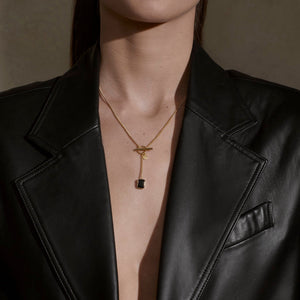 Silk & Steel Jewellery Athena Necklace Black Onyx + Gold