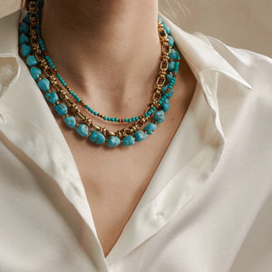Silk & Steel Jewellery Sequence Necklace Turquoise + Silver