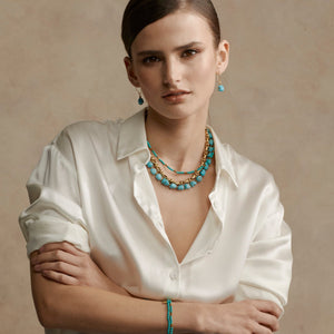 Silk & Steel Jewellery Sequence Necklace Turquoise + Silver