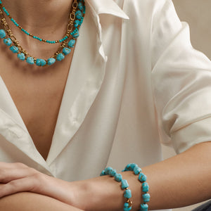 Silk & Steel Jewellery Azura Necklace Turquoise + Gold