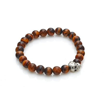 Silk & Steel Men's Bracelet Tigers Eye Skulduggery