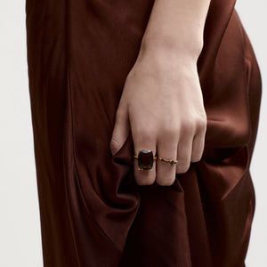 Silk & Steel Jewellery Theia Ring Smokey Quartz + Silver