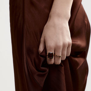 Silk & Steel Jewellery Goddess Ring Smokey Quartz + Silver