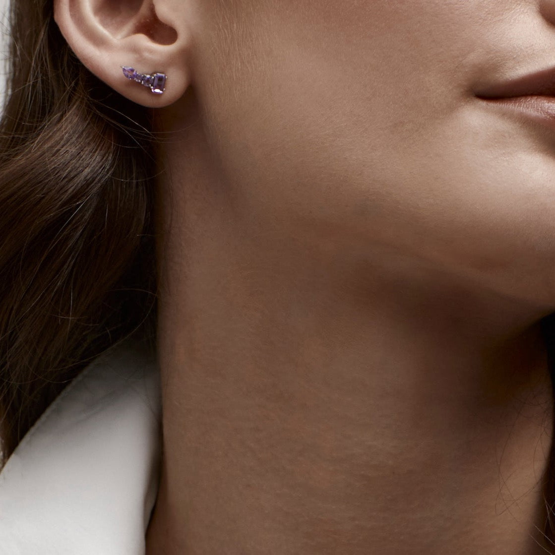 Silk & Steel Jewellery Theia Ear Climbers Brazilian Amethyst + Gold 