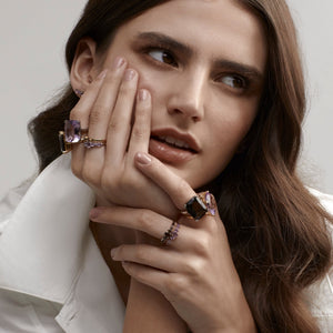 Silk & Steel Jewellery Theia Ring Brazilian Amethyst + Gold