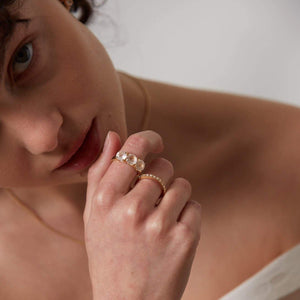 Silk & Steel Eternity Ring Rose Quartz + Gold