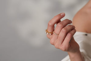 Silk & Steel Eternity Ring Rose Quartz + Gold