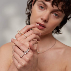 Silk & Sleek Eternity Ring Rose Quartz + Silver