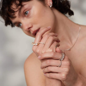 Silk & Steel Eternity Ring Rose Quartz + Silver 
