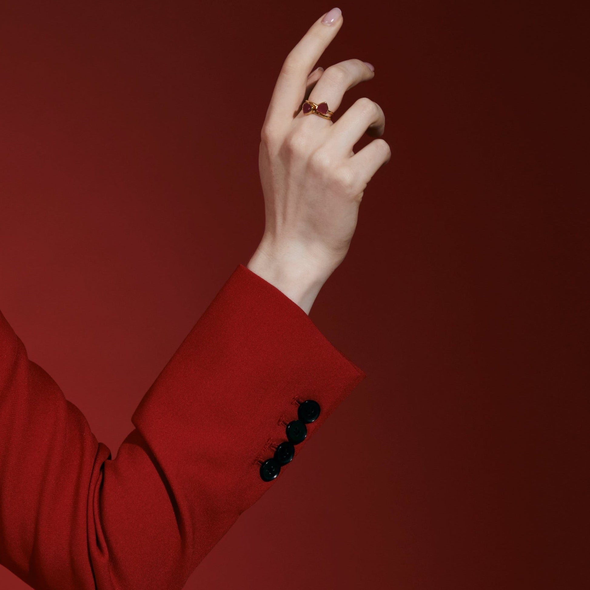 Silk & Steel Jewellery Aphrodite Valentine's Ring - ruby red quartz silver heart