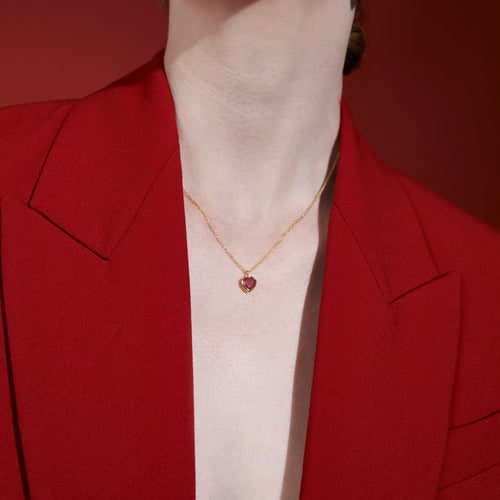 Silk & Steel Jewellery Aphrodite Valentine's Necklace - ruby red quartz silver heart