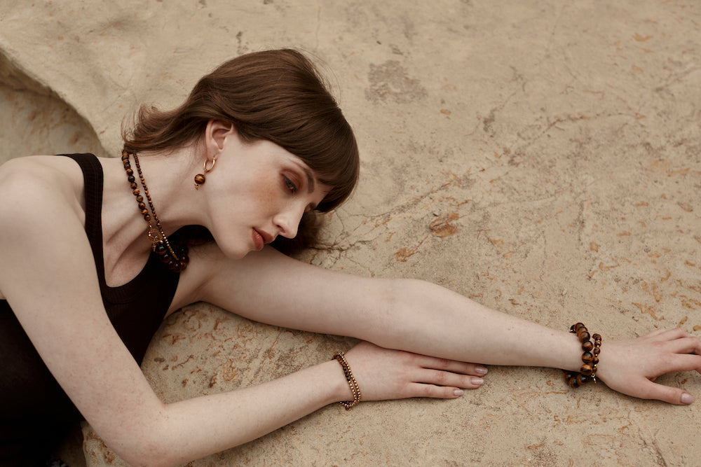 Silk & Steel Jewellery Party At The Front Bracelet - Tiger's Eye + Gold