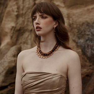 Silk & Steel Jewellery Luna Necklace Tiger's Eye + Gold