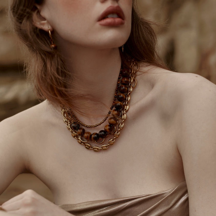 Silk & Steel Jewellery Party At The Front Necklace Black Onyx + Silver 